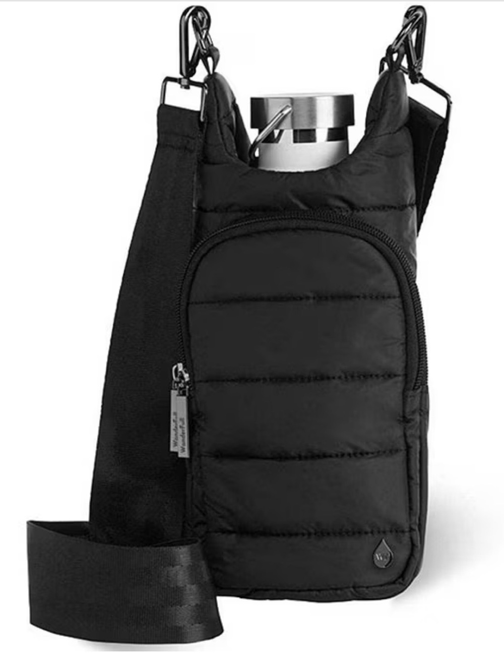 Unbranded Black Quilted Crossbody Water Bottle Sling